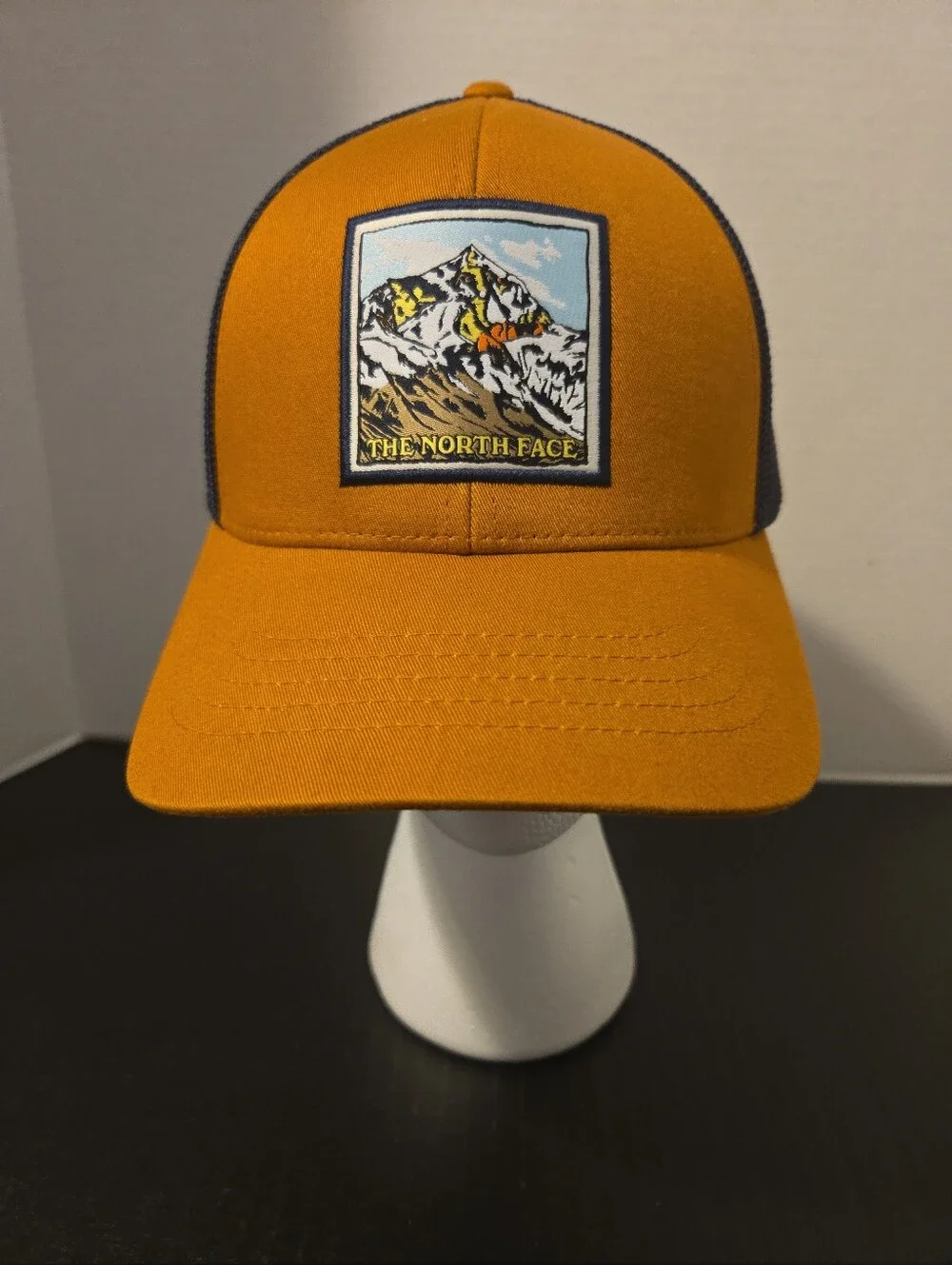 The North Face FlexFit Trucker Hat Brown/Navy Mountain Patch S/M Unisex